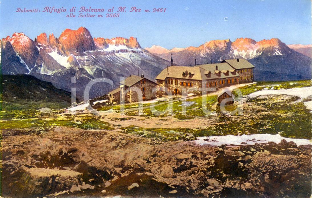 Cartolina originale da collezione 1950 ca BOLZANO DOLOMITI Rifugio BOLZANO AL MONTE PEZ su altopiano dello SCILIAR 1