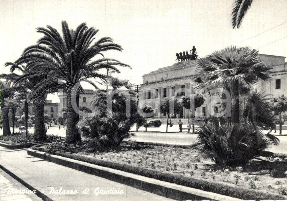 Cartolina originale da collezione 1950 ca MESSINA Palazzo di Giustizia PIACENTINI Cartolina ANIMATA FG NV 1
