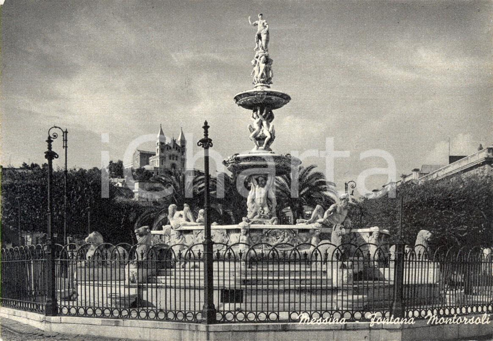 Cartolina originale da collezione 1950 ca MESSINA La fontana MONTORSOLI Cartolina postale FG NV 1