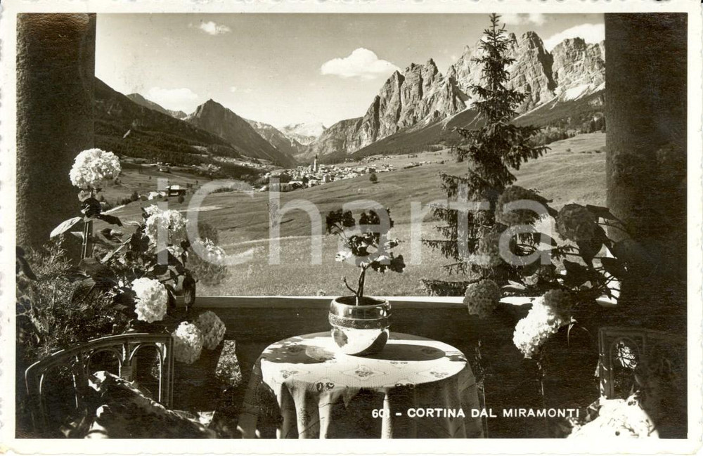 Cartolina originale da collezione 1939 CORTINA D'AMPEZZO (BL) Veduta del paese dall'Hotel MIRAMONTI *Cartolina VG 1