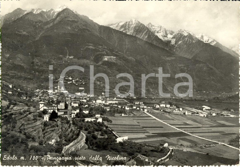 Cartolina originale da collezione 1955 EDOLO BS Paese e vallata visti da Via NICOLINA Cartolina postale FG VG 1