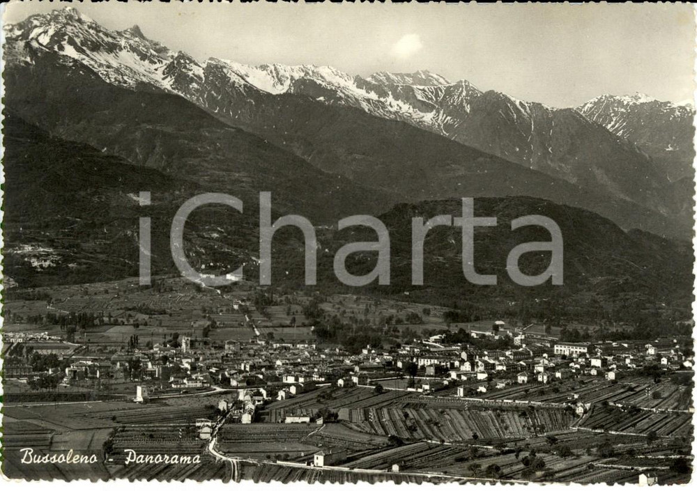 Cartolina originale da collezione 1956 BUSSOLENO (TO) Panorama della vallata e del borgo *Cartolina postale FG VG 1