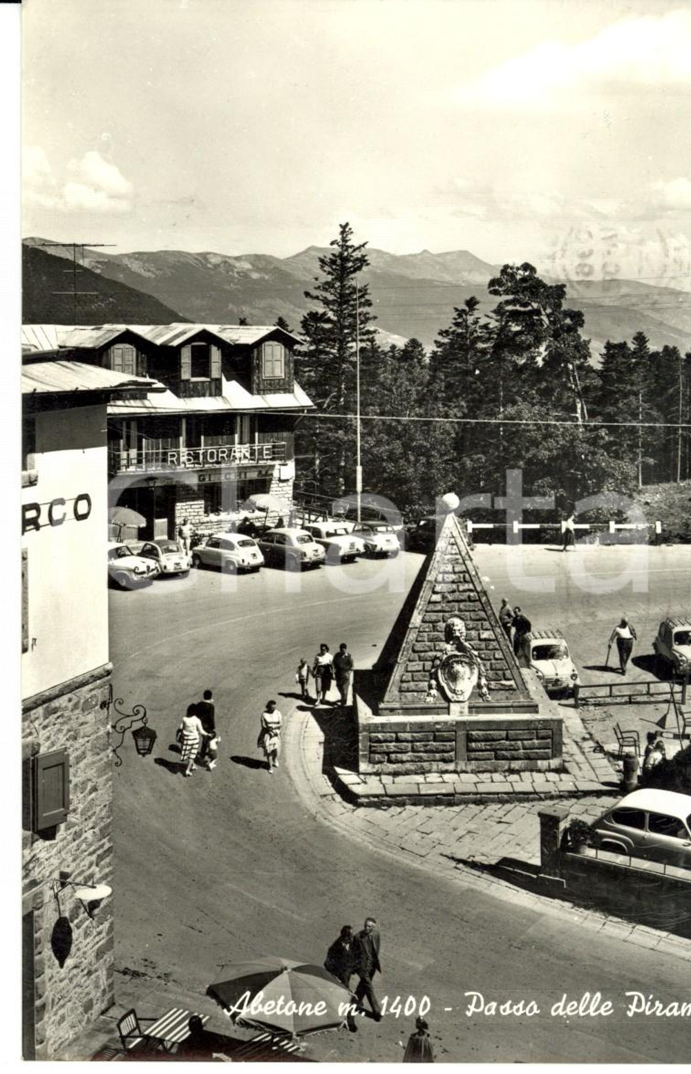 Cartolina originale da collezione 1960 ABETONE (PT) Passo delle PIRAMIDI *Cartolina ANIMATA FG VG 1