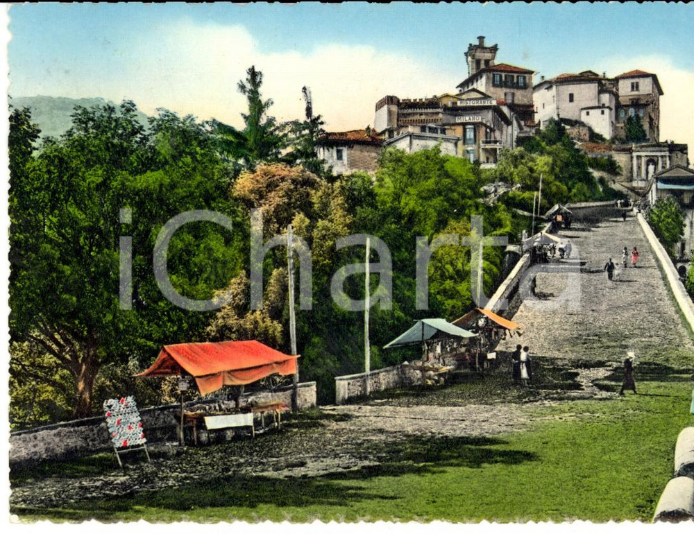 Cartolina originale da collezione 1957 VARESE Veduta del SACRO MONTE - Ristorante MILANO *Cartolina ANIMATA FG VG 1