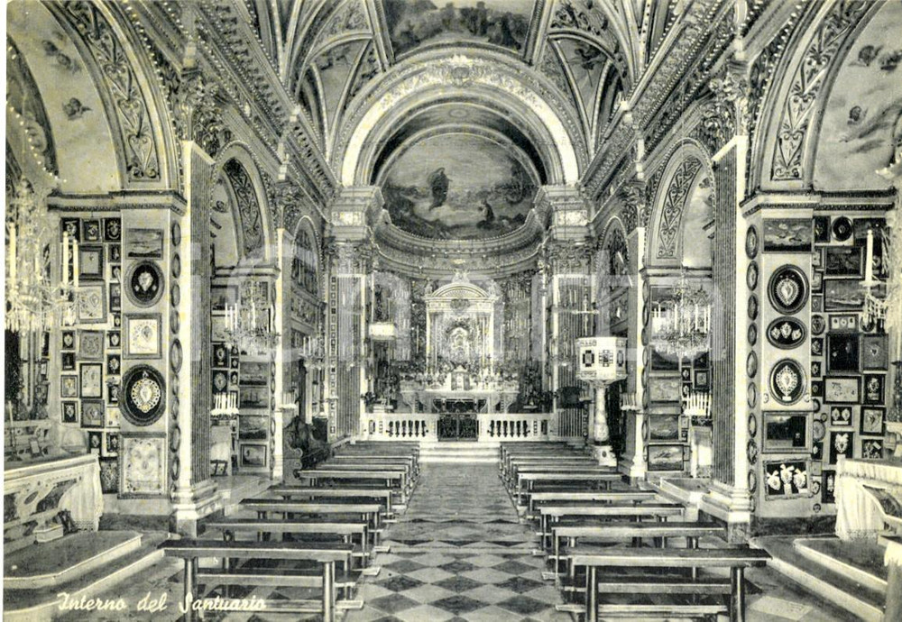 Cartolina originale da collezione 1961 RAPALLO (GE) Interno del Santuario di Nostra Signora di MONTALLEGRO *FG VG 1