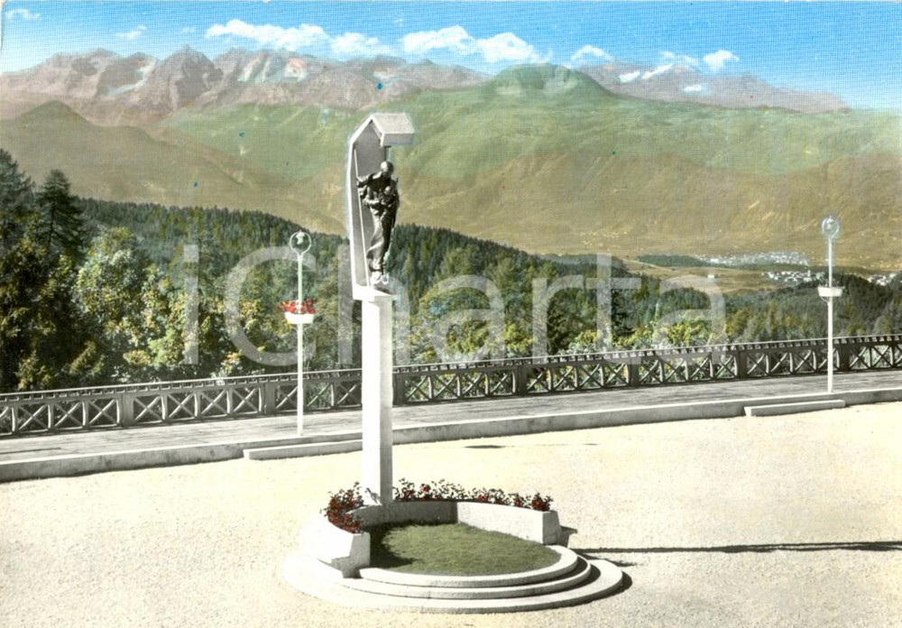 Cartolina originale da collezione 1965 PASSO DELLA MENDOLA (BZ) Statua della Madonnina dei Grandi Alberghi *FG VG 1