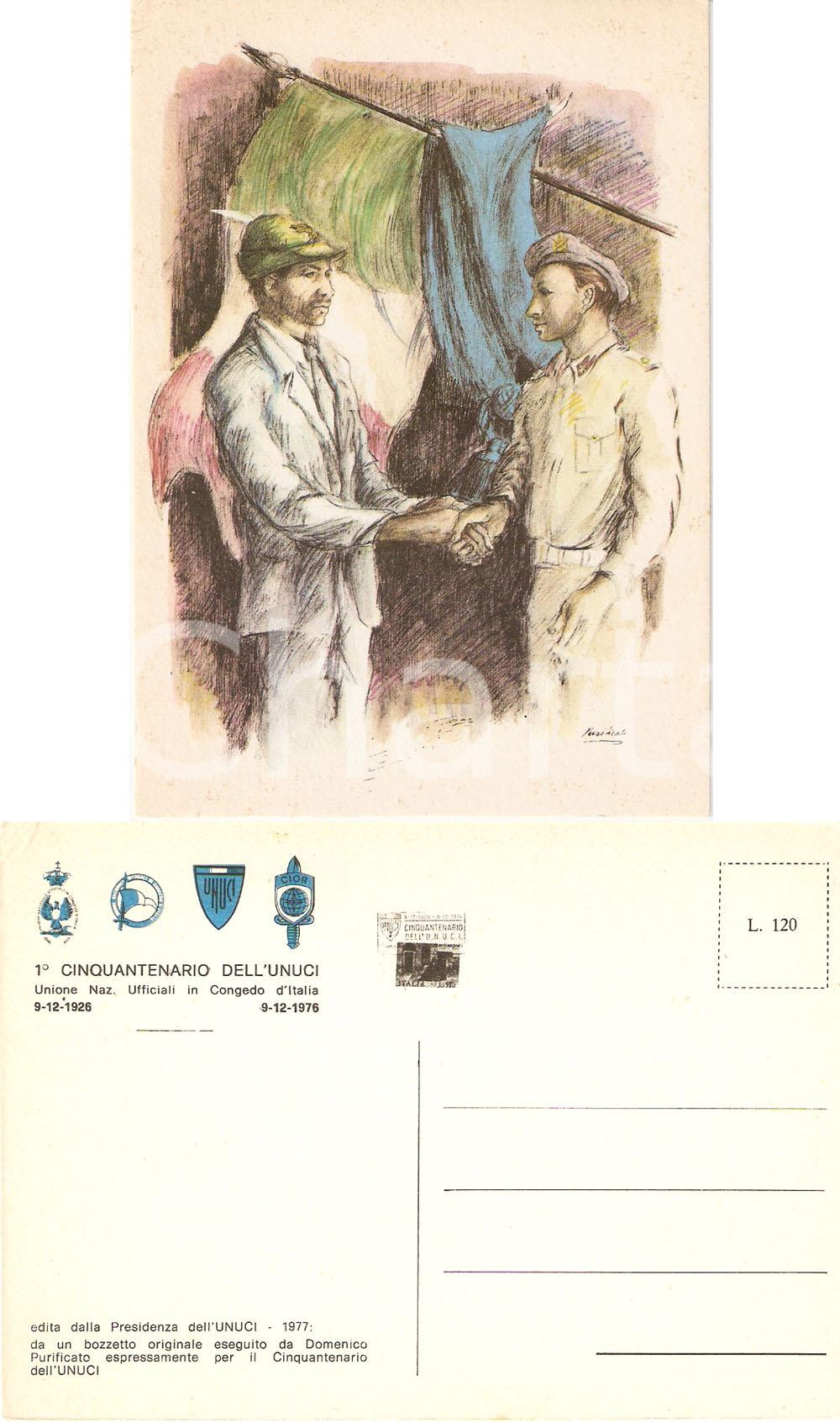 Cartolina originale da collezione 1976 UNUCI Primo Cinquantenario Illustrazione Domenico PURIFICATO Cartolina 3 1