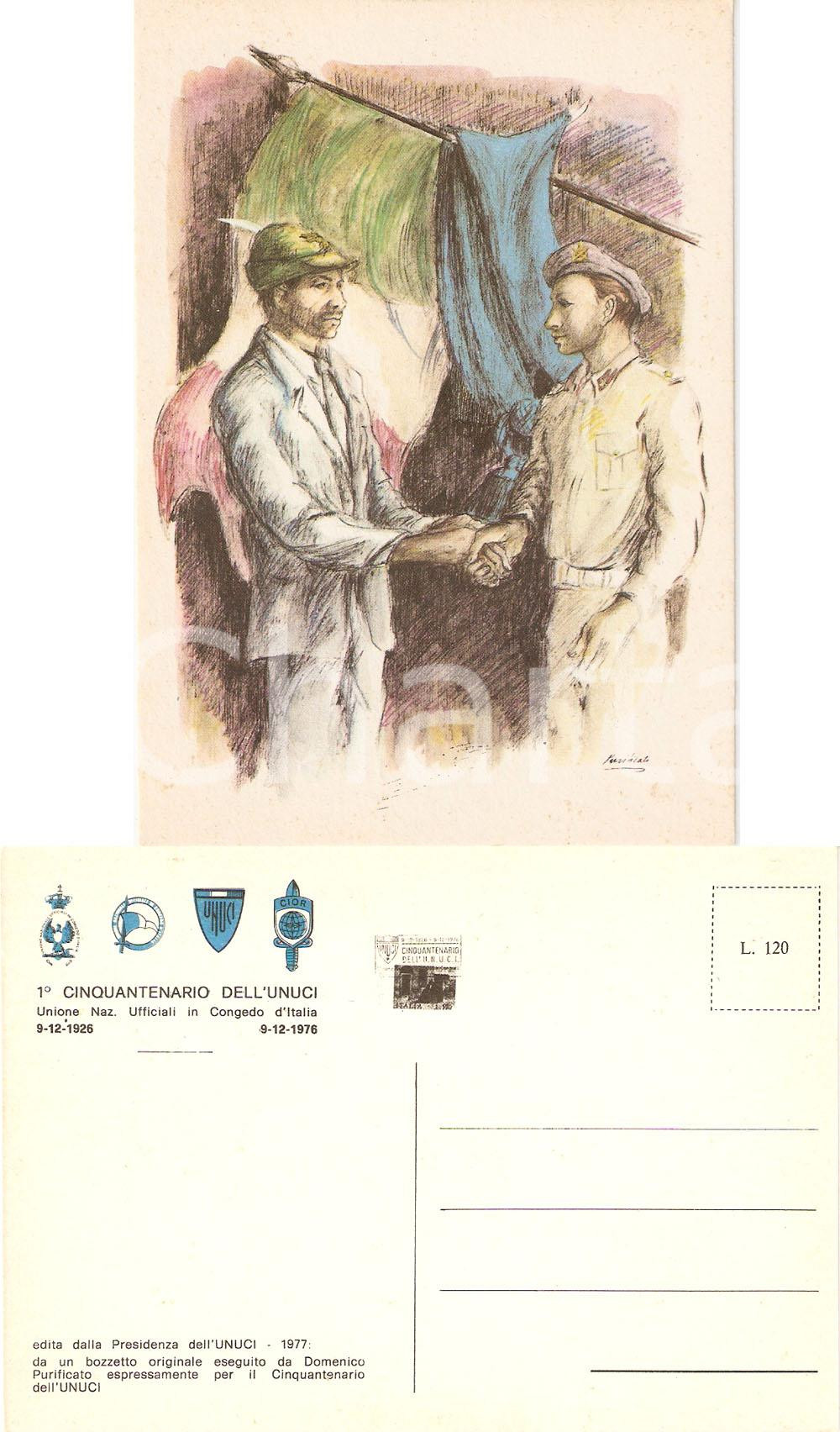 Cartolina originale da collezione 1976 UNUCI Primo Cinquantenario Illustrazione Domenico PURIFICATO Cartolina 4 1