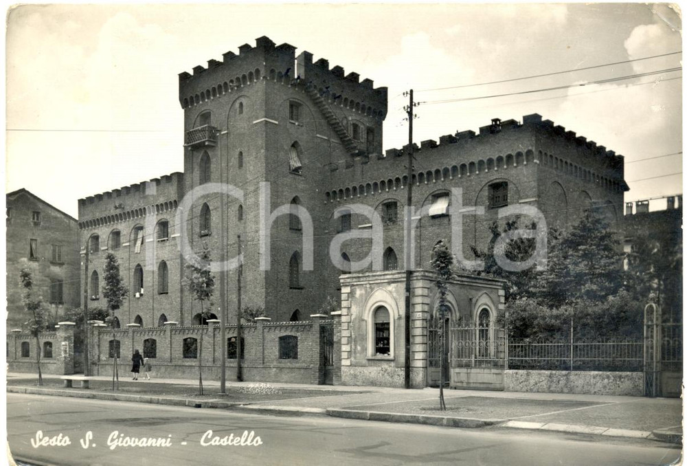 Cartolina originale da collezione 1950 ca SESTO SAN GIOVANNI MI Veduta Castello Cartolina postale FG VG ANIMATA 1
