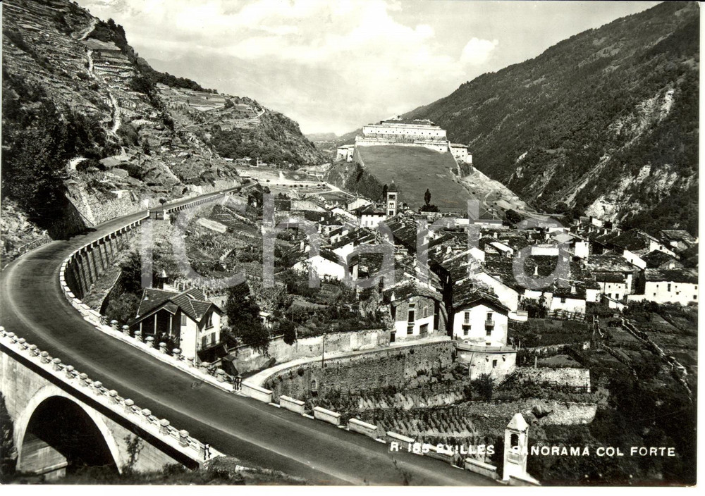 Cartolina originale da collezione 1949 EXILLES TO Veduta panoramica con il FORTE Cartolina FG VG 1