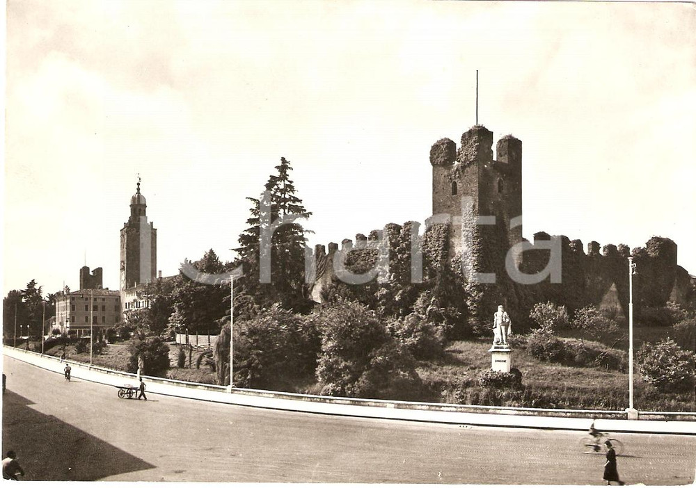 Cartolina originale da collezione 1963 CASTELFRANCO VENETO (TV) Lato nord CASTELLO Monumento GIORGIONE *Cartolina 1