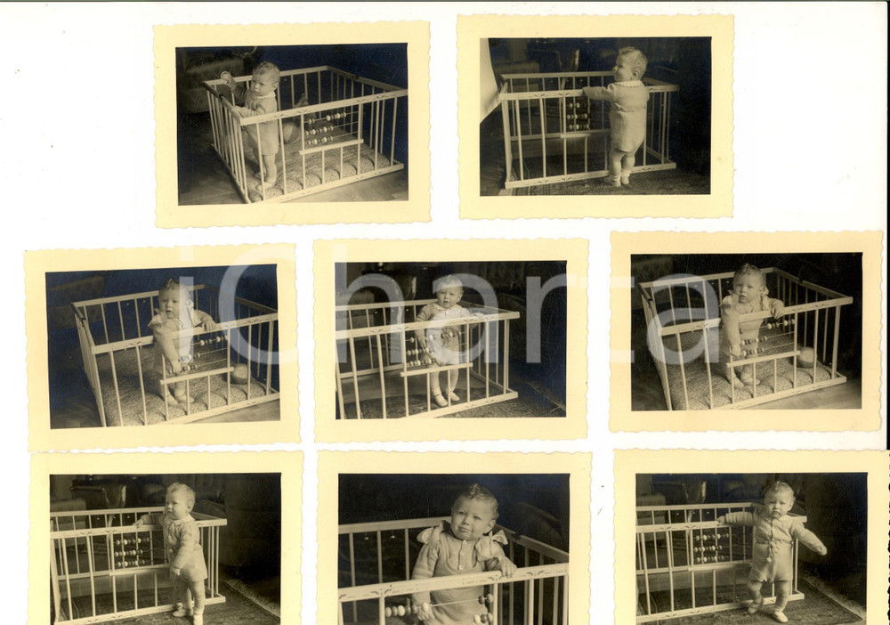 Fotografia d epoca originale 1940 PAVIA Giochi di un bambino con il pallottoliere Lotto 8 foto VINTAGE 11x9 1