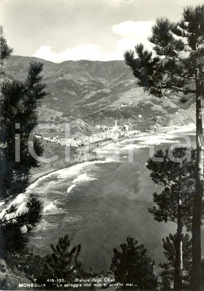 Cartolina originale da collezione 1966 MONEGLIA GE Veduta della spiaggia e Riviera degli Olivi Cartolina FG VG 1