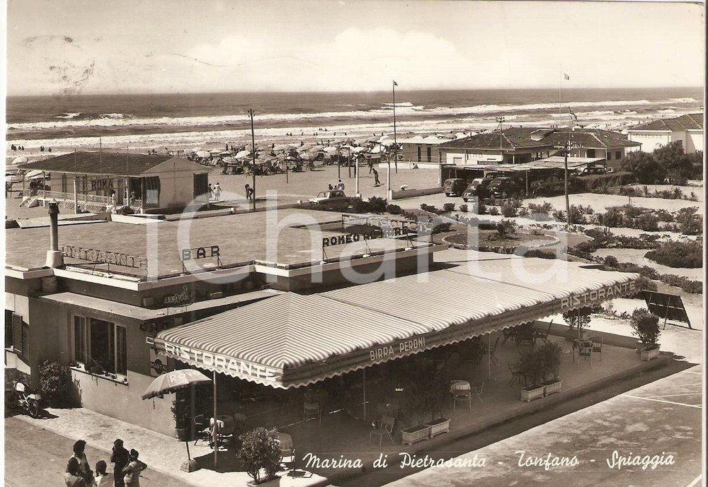 Cartolina originale da collezione 1960 MARINA DI PIETRASANTA (LU) Frazione TONFANO Bar ROMEO AL MARE *Cartolina FG 1