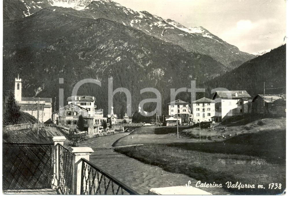 Cartolina originale da collezione 1953 SANTA CATERINA VALFURVA (SO) Scorcio del paese *Cartolina FG VG 1