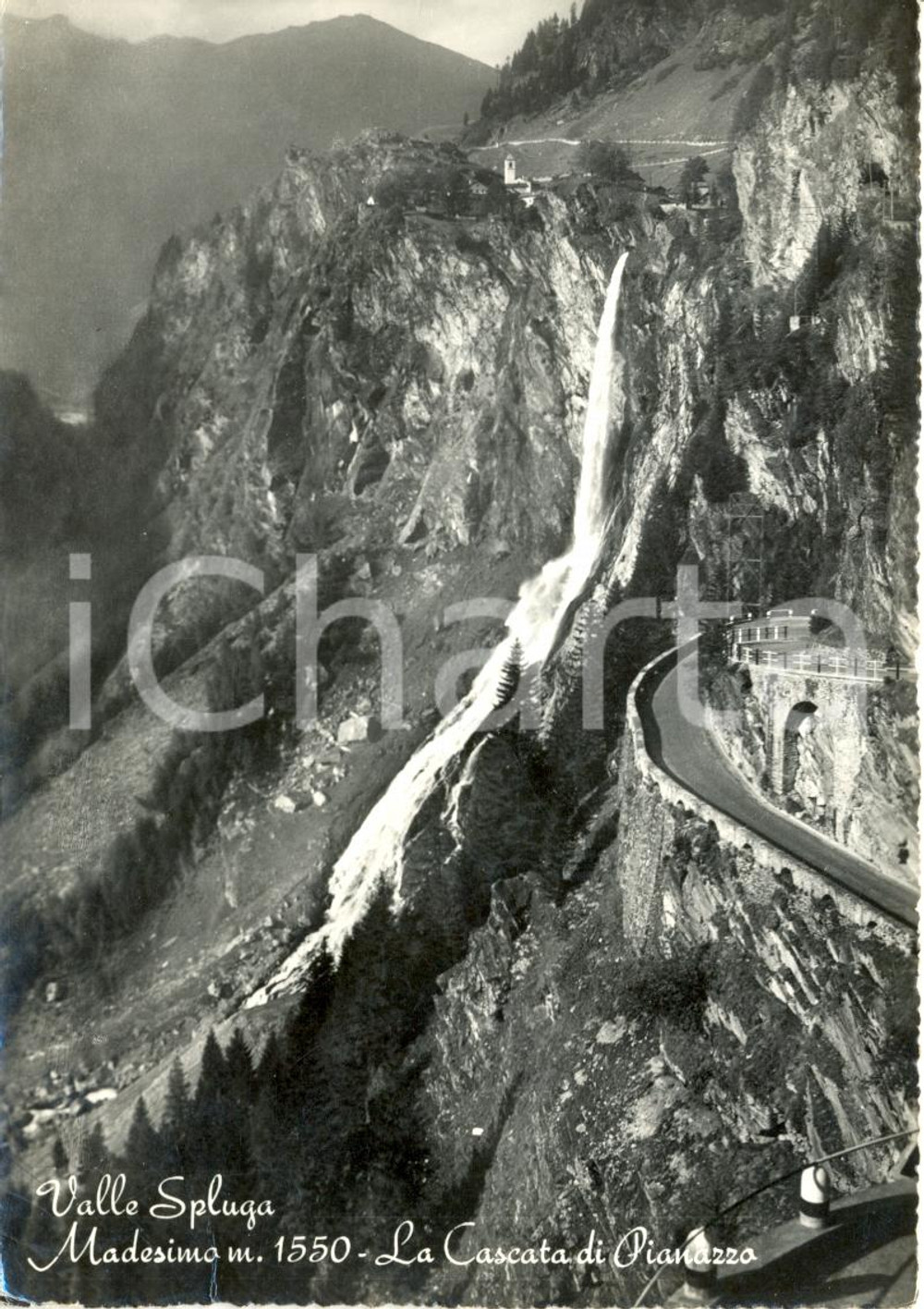 Cartolina originale da collezione 1960 ca MADESIMO (SO) Veduta della Cascata di PIANAZZO *Cartolina postale FG VG 1