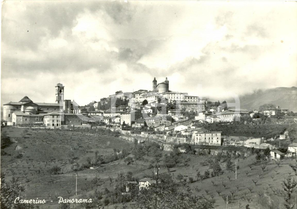 Cartolina originale da collezione 1959 CAMERINO MC Veduta panoramica del paese Cartolina postale FG VG 1