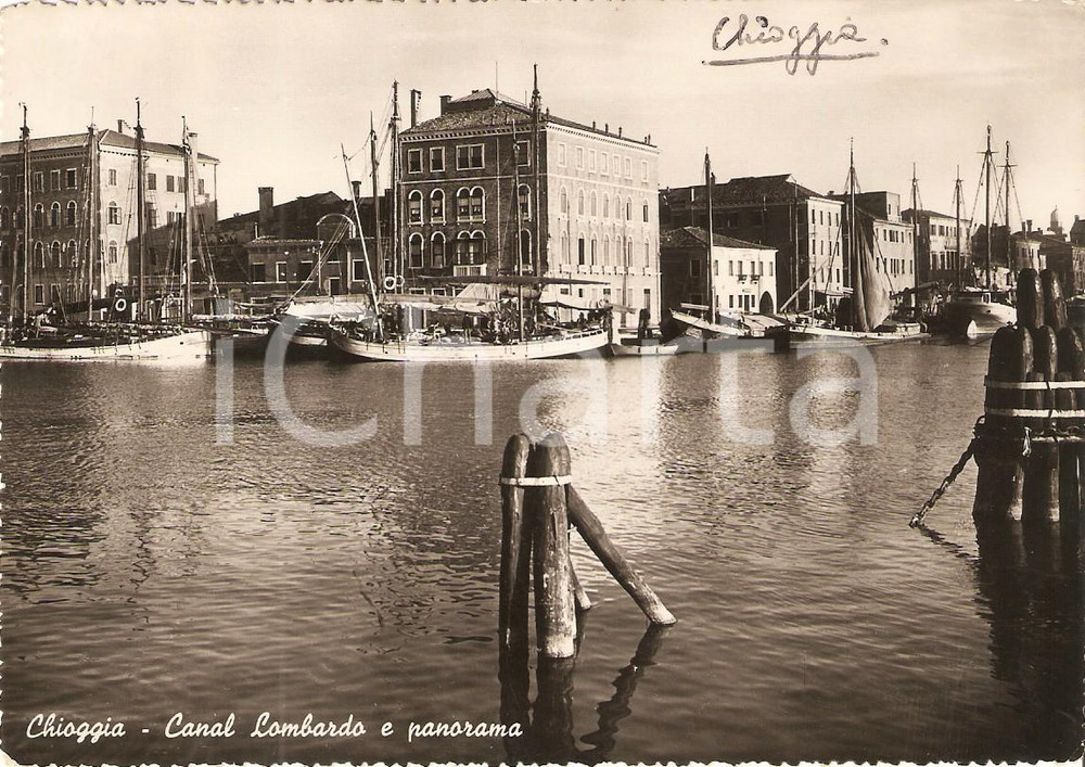 Cartolina originale da collezione 1950 CHIOGGIA VE Panorama su CANAL LOMBARDO Cartolina FG VG 1