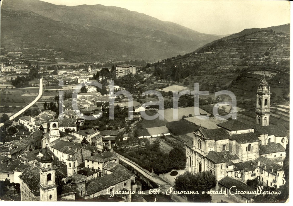 Cartolina originale da collezione 1955 GARESSIO (CN) Panorama e strada Circonvallazione *Cartolina postale FG VG 1