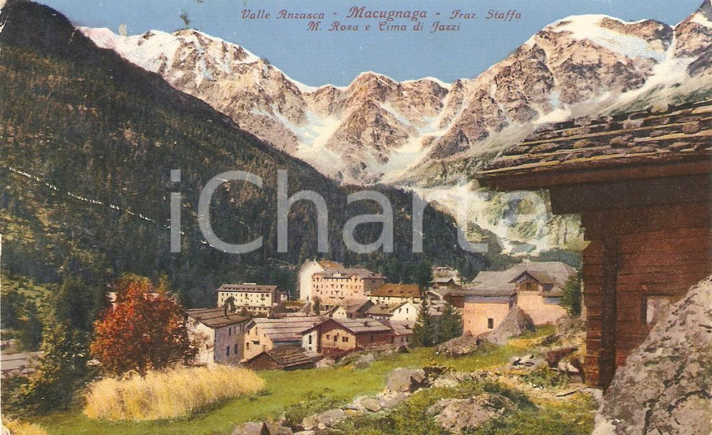 Cartolina originale da collezione 1929 MACUGNAGA VB Frazione STAFFA con Cima di JAZZI Cartolina FP VG 1