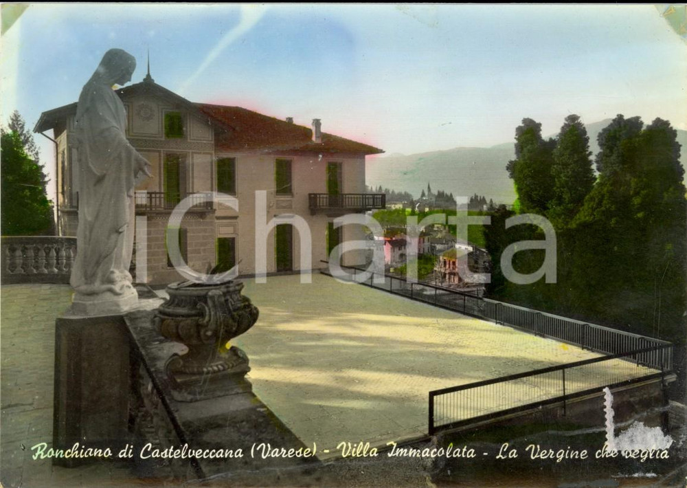 Cartolina originale da collezione 1960 ca CASTELVECCANA VA Frazione RONCHIANO Giardini di Villa IMMACOLATA VG 1