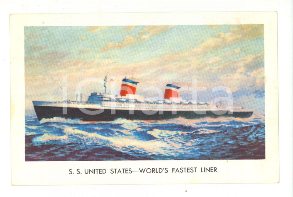 Cartolina originale da collezione 1959 - SS United States - SEA POST - nave VG 1