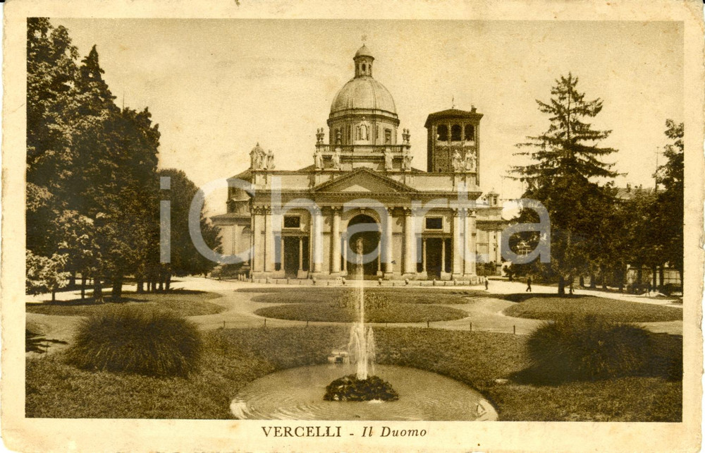 Cartolina originale da collezione 1934 VERCELLI Veduta della facciata del Duomo *Cartolina FP NV ANIMATA 1