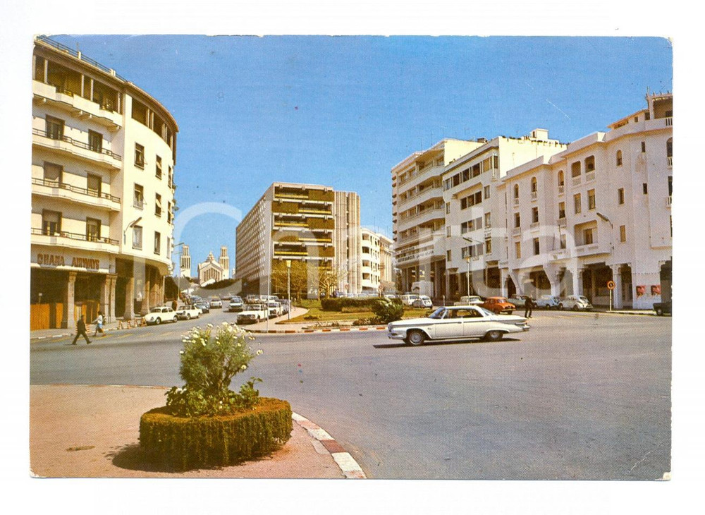 Cartolina originale da collezione 1970 RABAT MAROCCO Place des ALAOUITES Cartolina VINTAGE ANIMATA FG VG 1