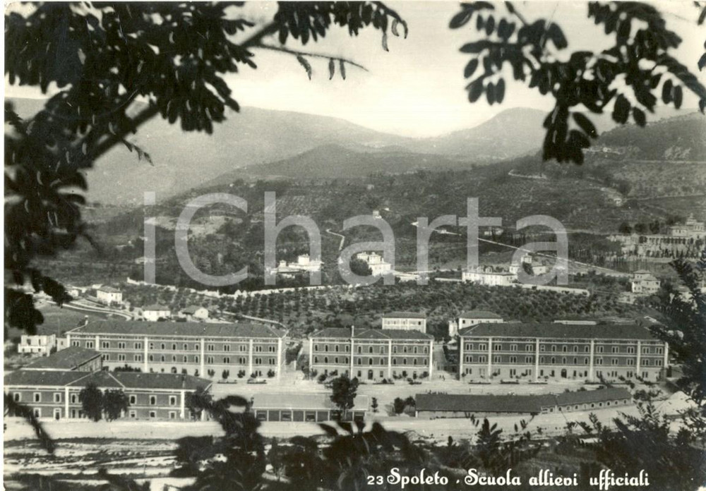 Cartolina originale da collezione 1955 SPOLETO (PG) Veduta della Scuola Allievi Ufficiali *Cartolina FG VG 1