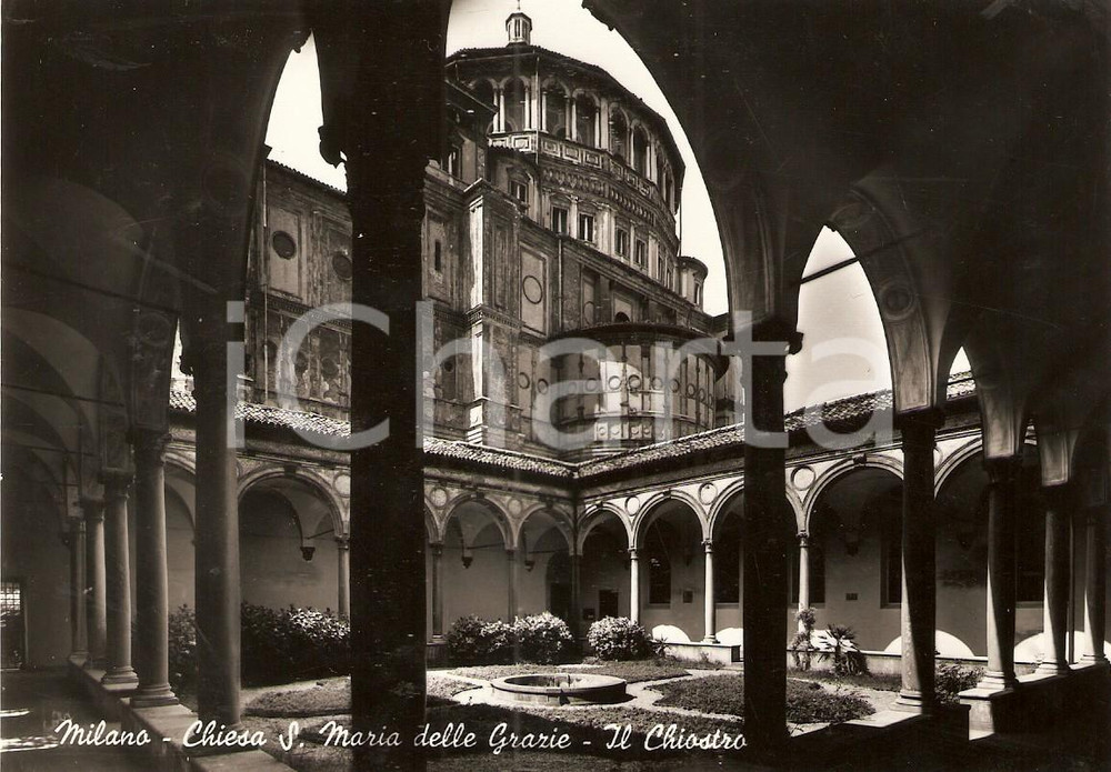 Cartolina originale da collezione 1950 ca MILANO Chiostro della Chiesa di SANTA MARIA DELLE GRAZIE Cartolina FG 1