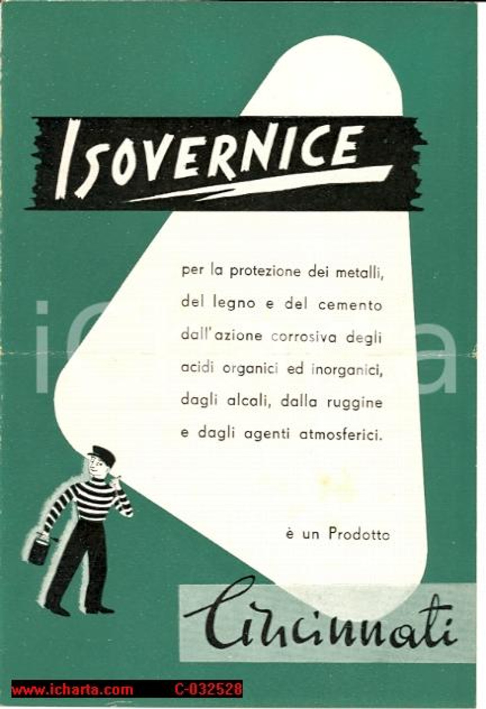 Materiale pubblicitario d’epoca 1950 ISOVERNICE CINCINNATI Milano - opuscolo 1