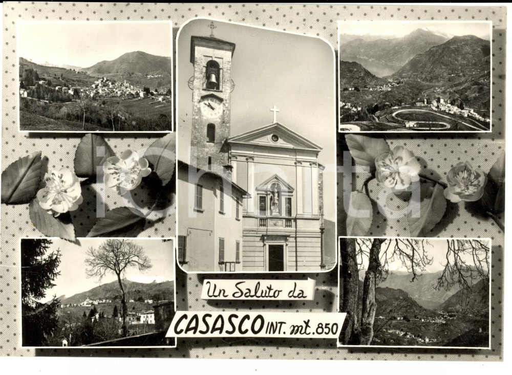 Cartolina originale da collezione 1964 CASASCO D'INTELVI (CO) Vedutine con Chiesa SAN MAURIZIO *Cartolina FG VG 1