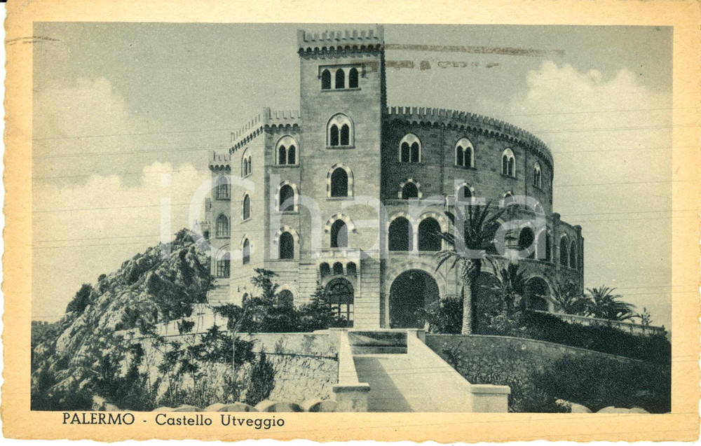 Cartolina originale da collezione 1938 PALERMO Veduta esterna del castello UTVEGGIO Cartolina postale FP VG 1