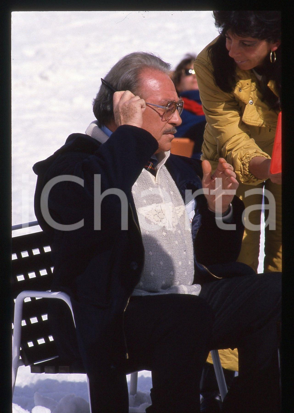 35mm vintage slide* 1988 CINEMA Ugo TOGNAZZI al trucco  - Ritratto dell'attore 2