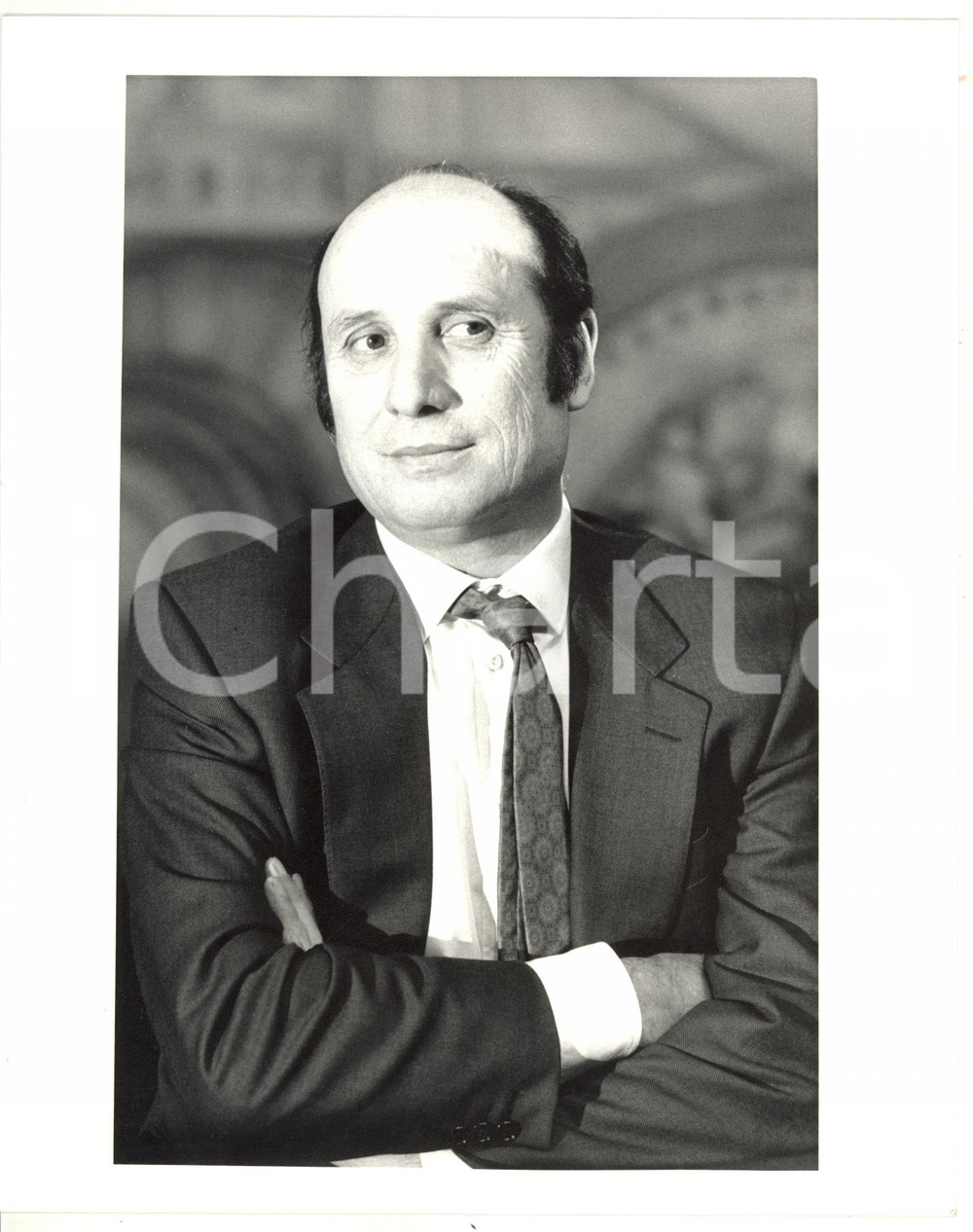 Fotografia d epoca originale 1990 ca MILANO Ritratto di Francesco ALBERONI Foto 20x25 cm 1