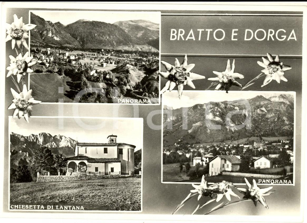 Cartolina originale da collezione 1960 ca  BRATTO E DORGA BG Vedutine con chiesetta di LANTANA Cartolina FG VG 1