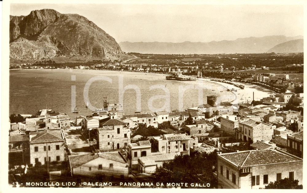 Cartolina originale da collezione 1940 ca PALERMO Panorama di MONDELLO LIDO da MONTE GALLO Cartolina FP NV 1