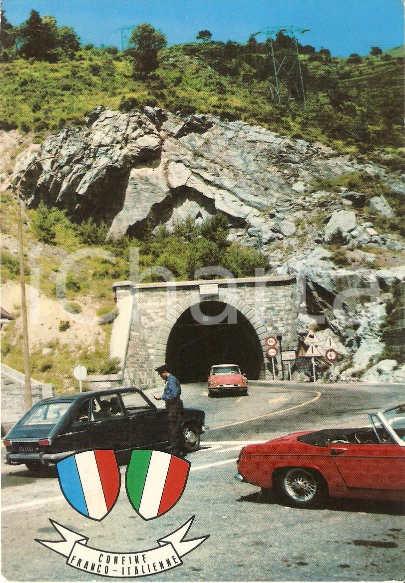Cartolina originale da collezione 1987 COL DE TENDE FRANCE Poliziotto ferma auto alla frontiera Cartolina FG VG 1