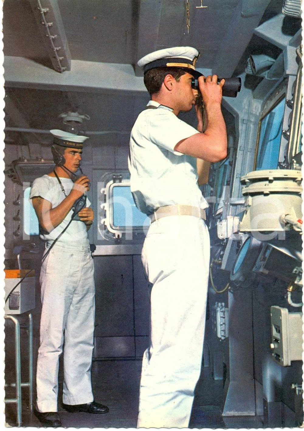 Cartolina originale da collezione 1980 ca MARINA MILITARE Marinaio telefonista in plancia Cartolina FG NV 1