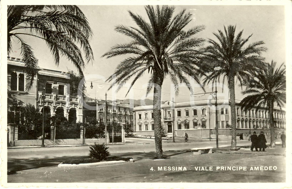 Cartolina originale da collezione 1943 MESSINA Scorcio panoramico di Viale PRINCIPE AMEDEO *Cartolina FP NV 1