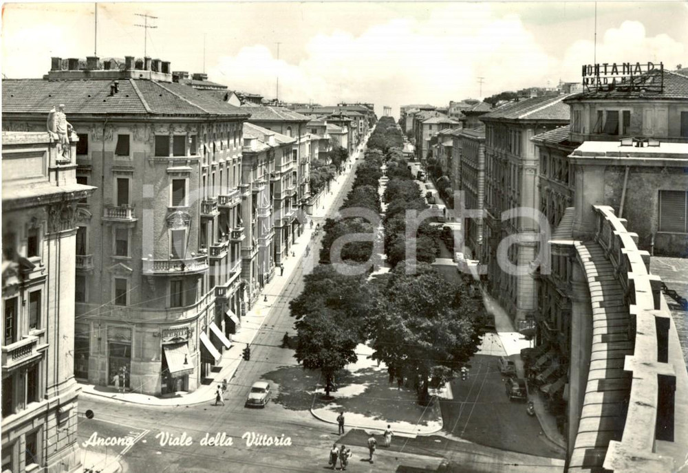 Cartolina originale da collezione 1963 ANCONA Viale della VITTORIA Arredamenti MONTANARI Cartolina animata FG VG 1