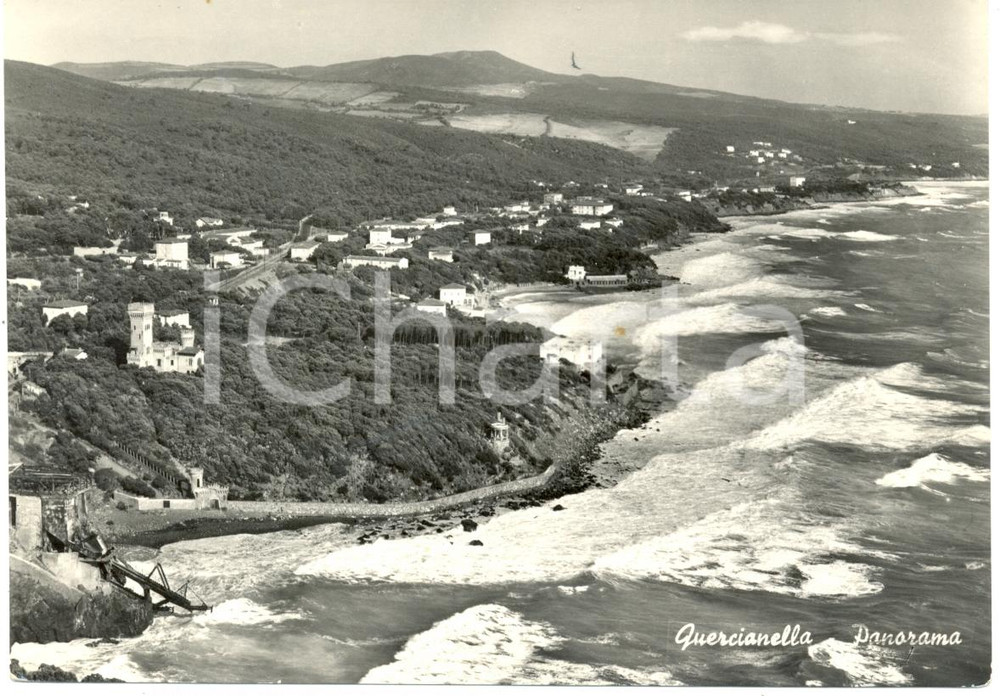 Cartolina originale da collezione 1955 ca LIVORNO Mareggiate su spiaggia QUERCIANELLA Cartolina FG VG 1