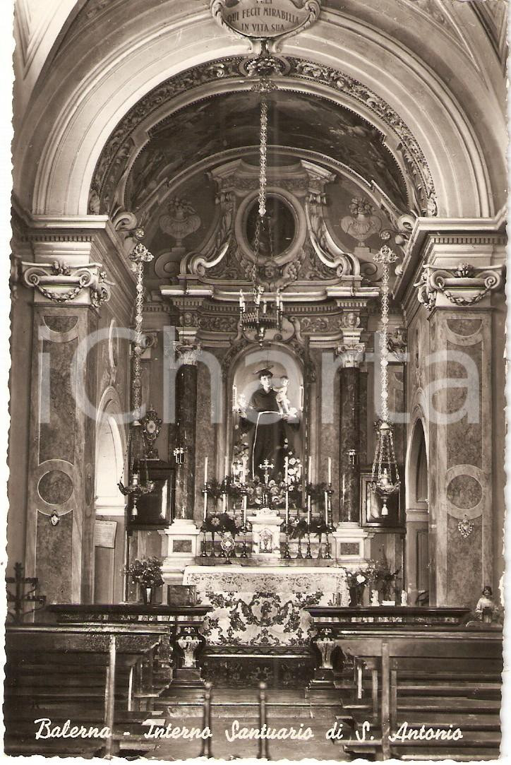 Cartolina originale da collezione 1956 BALERNA (SVIZZERA) Interno Santuario di SANT'ANTONIO *Cartolina FP VG 1