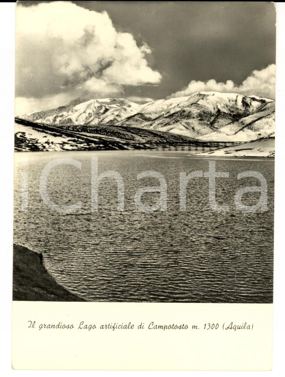 Cartolina originale da collezione 1958 CAMPOTOSTO (AQ) Il grandioso lago artificiale *Cartolina FG VG 1