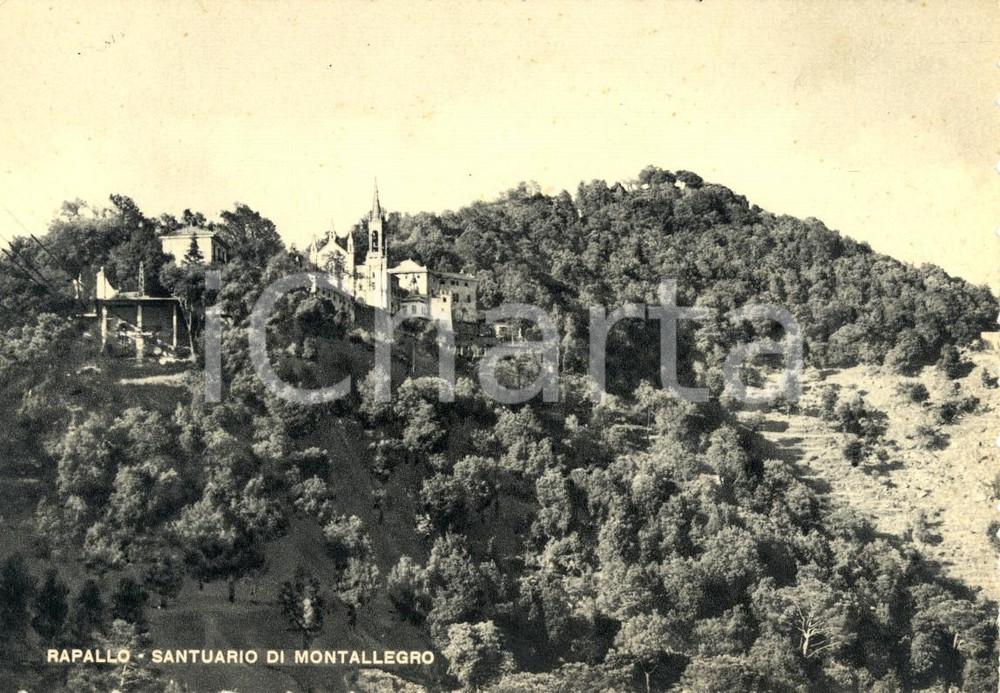 Cartolina originale da collezione 1951 RAPALLO (GE) Veduta panoramica Santuario di MONTALLEGRO *Cartolina FG VG 1