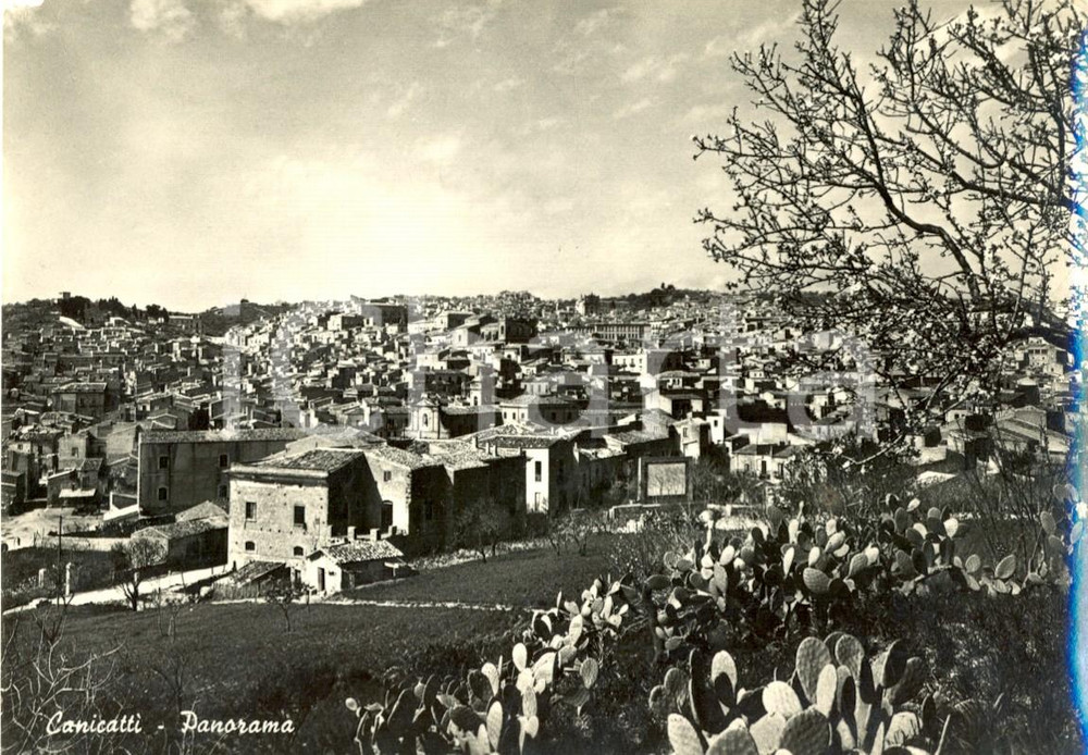 Cartolina originale da collezione 1953 CANICATTI  AG Scorcio panoramico del paese Cartolina postale FG VG 1