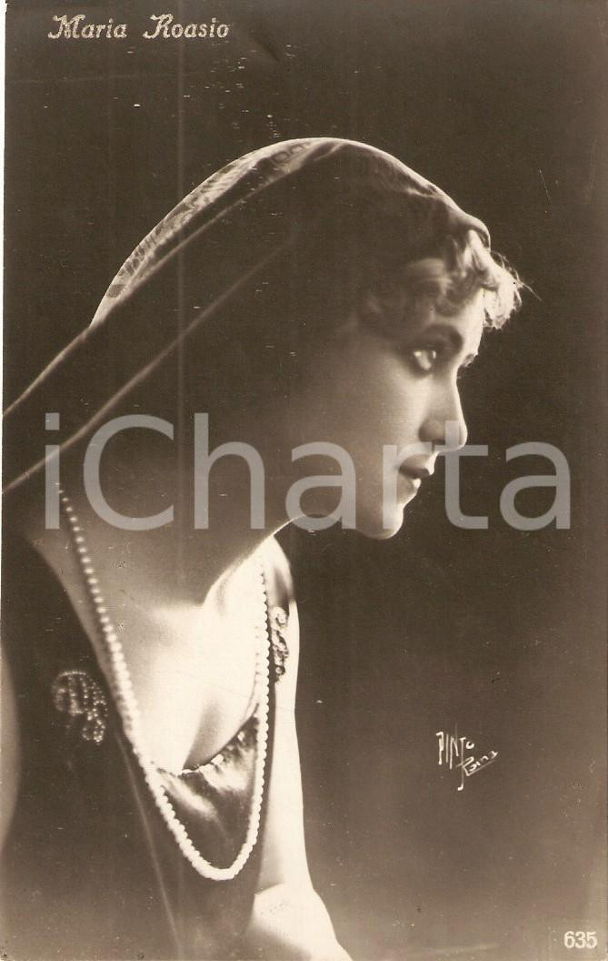 Cartolina originale da collezione 1920 ca CINEMA Maria ROASIO Ritratto con velo e collana di perle Cartolina FP 1