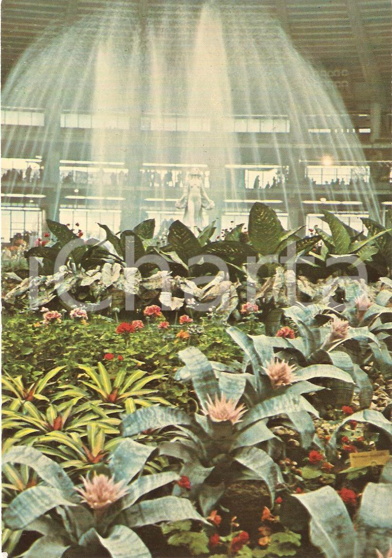 Cartolina originale da collezione 1976 GENOVA Fiera EUROFLORA Fontana ed esposizione floreale Cartolina FG NV 1