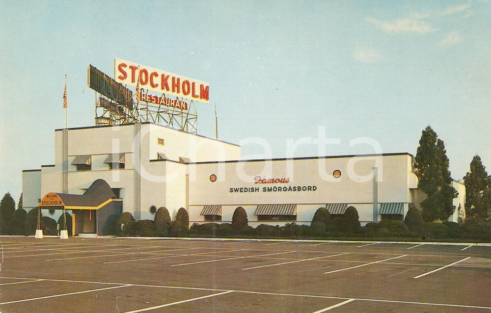 Cartolina originale da collezione 1960 ca SOMERVILLE - NEW JERSEY (USA) Swedish restaurant STOCKHOLM *VINTAGE 1