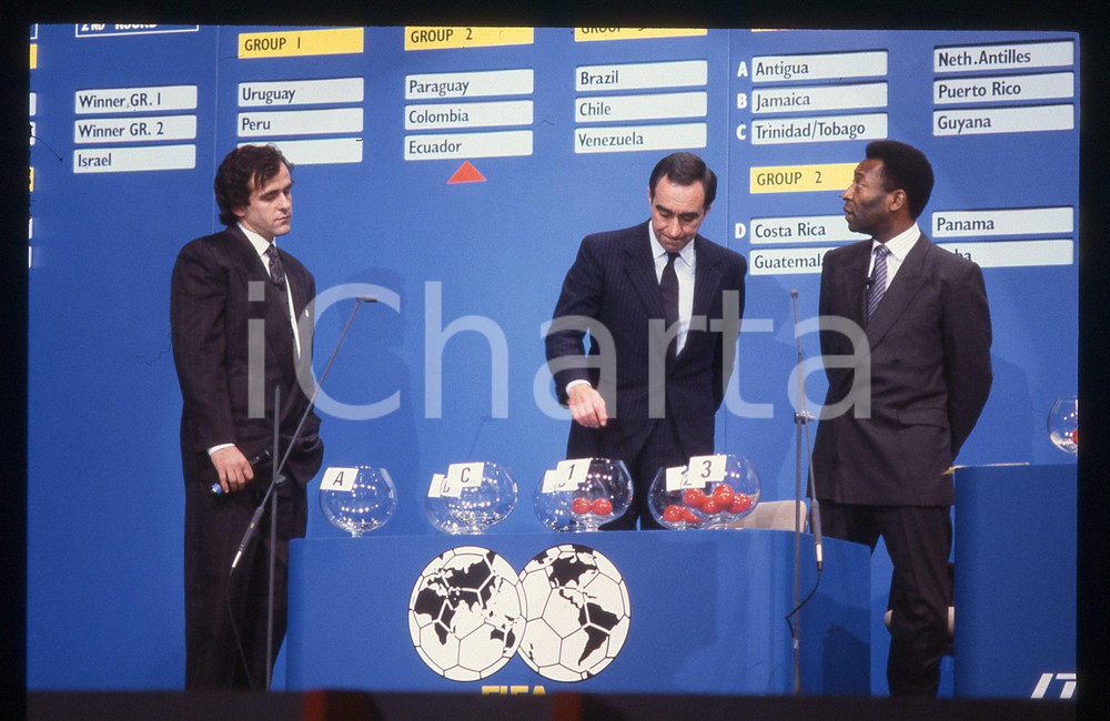 35mm vintage slide* 1989 ROMA ITALIA '90 PELÉ Michel PLATINI sorteggio gironi 21